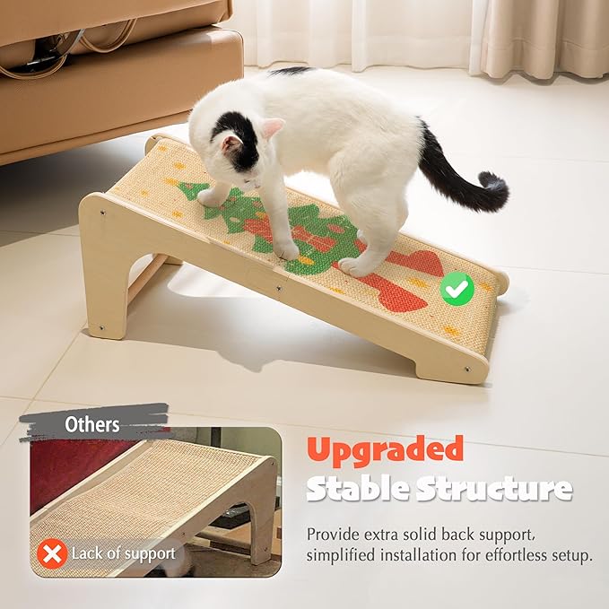 PETKARAY L Shape Cat Scratcher, Sisal Kitty Scratching Ramp, Vertical Scratch Pad for Indoor Cats, 25.2" Furniture Protector with Catnip for Christmas