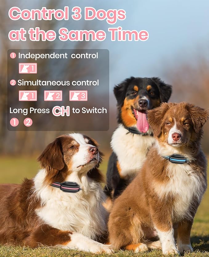 Dog Bark Collar with Remote, 2-in-1 Bark and Shock Collar Combo, 3300Ft Dog Training Collar - Auto Anti Bark/Beep/Vibration/Shock 4 Modes, IP67 Smart E-Collar with 5 Adjustable Levels of Sensitivity