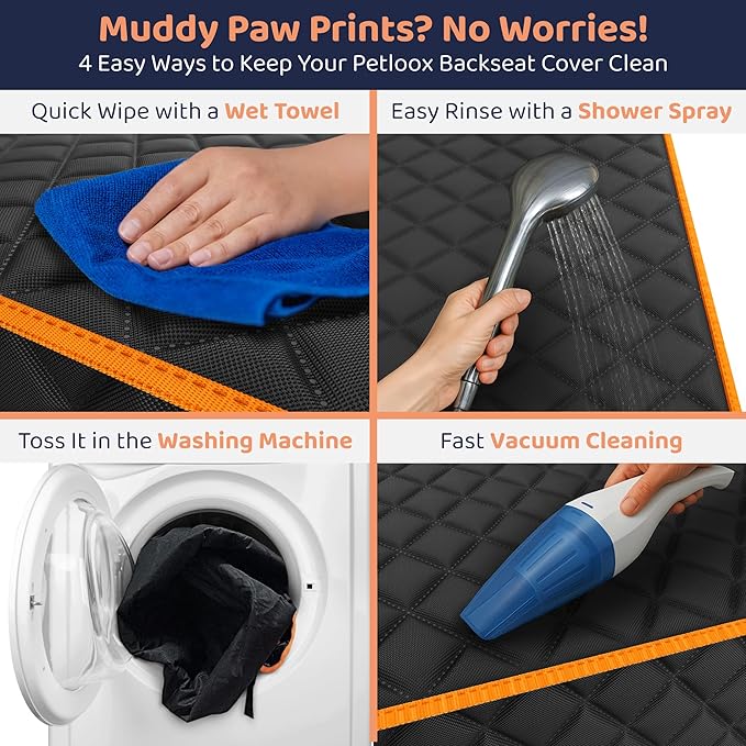 XL Dog Car Seat Cover for Back Seat, Waterproof Hammock for Car, SUV & Truck, Non-Slip Backseat Cover for Dogs, Heavy-Duty Dog Hammock Style Seat Protector Pets, Easy to Install & Clean