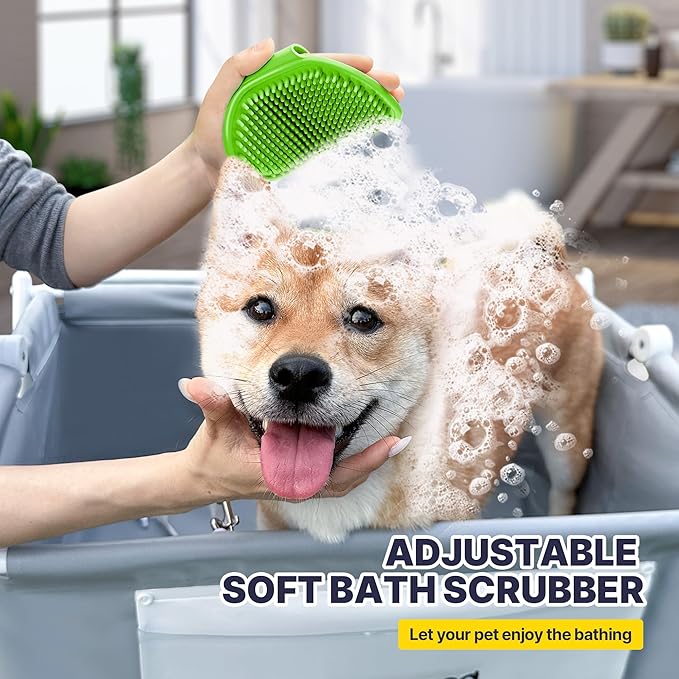 Dog Bathtub Dog Washing Station with Scrubber for Small Medium Dogs Cats, B4 Foldable Dog Tub for Bathing and Grooming, Portable Collapsible Dog Shower Tub, Indoor and Outdoor