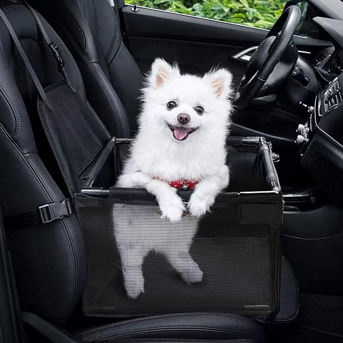 Small Dog Car Seats for Small Dogs,Portable Puppy/Pet Car Booster Seat with Clip-On Leash and Mesh Window for Small Pet Up to 11 lbs