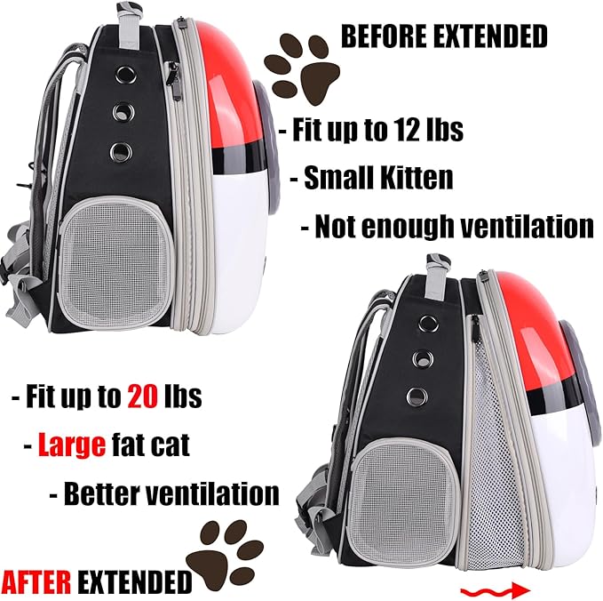 Front Expandable Cat Backpack Carrier, Fit up to 20 lbs, Space Capsule Astronaut Cat Bubble Backpack to Carry and Transport Large Fat Cat