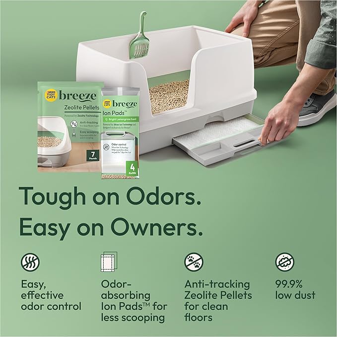 Purina Tidy Cats Litter System, Non-Clumping, Breeze XL All-in-One Odor Control & Easy Clean Multi Cat Box - 18 lb. Box