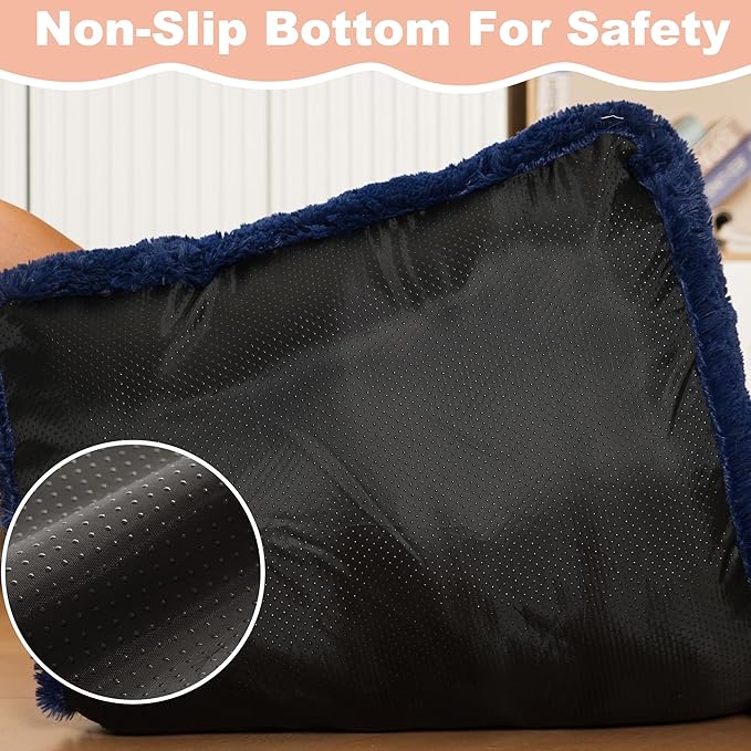 Bedfolks Waterproof Dog Crate Pad, Plush Dog Kennel Bed with Removable Cover, Faux Fur, Washable, 21"x13", Dark Blue