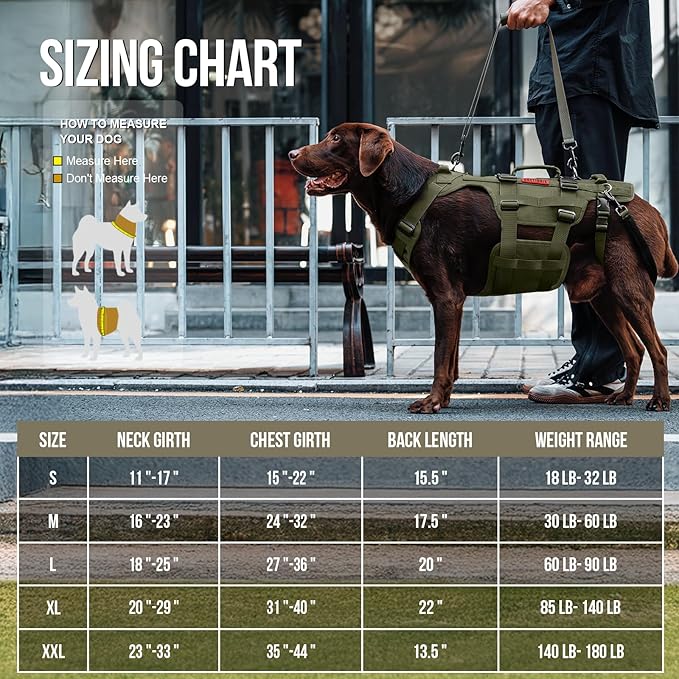 OneTigris No Pull Tactical Dog Harness for Medium Dogs, Aire Mesh Service Dog Harness Breathable Military Dog Molle Vests with Handles, Service Dogs Vest Harness for Walking Hiking Training