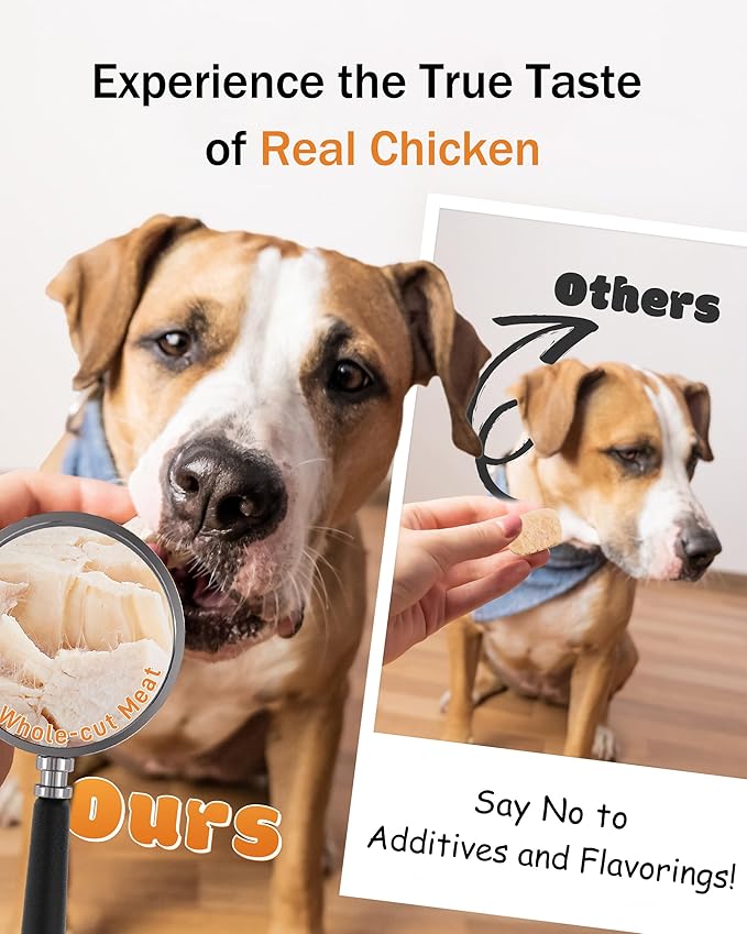 Freeze-Dried Chicken Treats for Cats & Dogs, 【2.2 lbs】 High-Protein Single Ingredient | Grain-Free, No Additives | Training Reward & Nutritional Supplement | Resealable Box