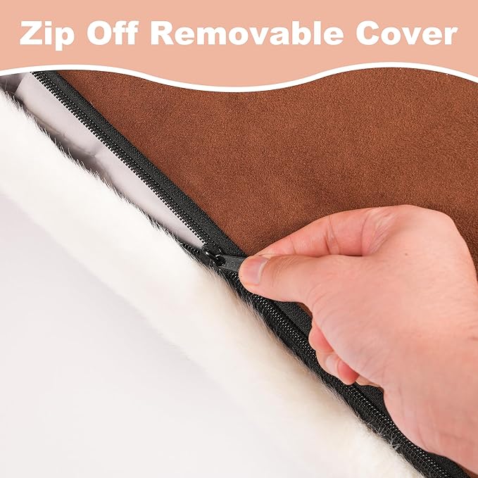 Bedfolks Plush Waterproof Dog Crate Bed, Faux Fur Kennel Pad for Extra Large Dogs, Removable Washable Cover, 41"x27", Cow Print