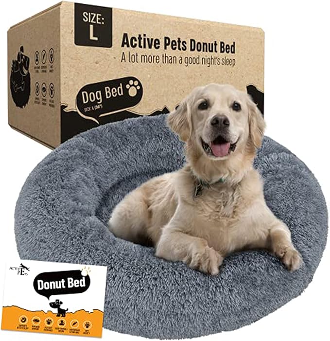 Active Pets X-Lg Dark Grey Dog Bed Up to 100lbs, Calming Orthopedic Pet Bedding for Anxiety Relief, Joint Support & Comfort, Washable Dog Furniture