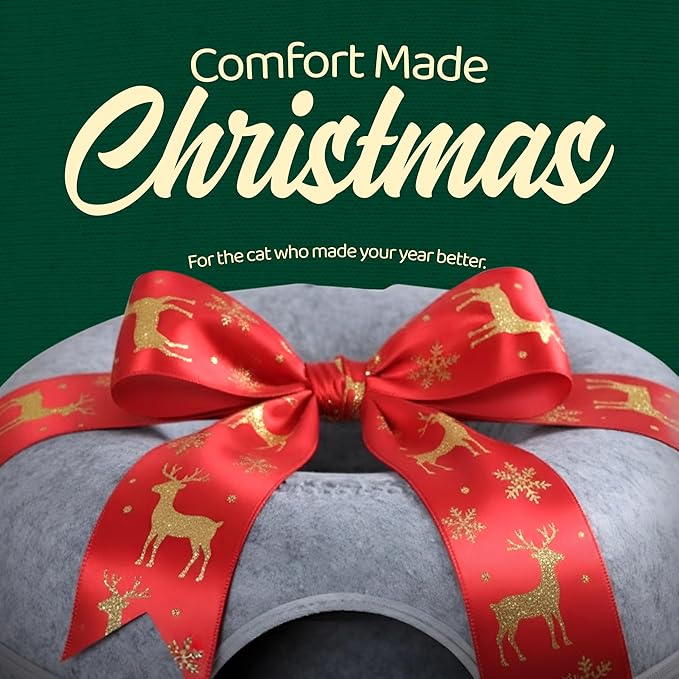 Cattasaurus Peekaboo Cat Cave Donut for Multiple & Large Cats up to 30-45 lbs, 3-in-1 Self Warming Cat Bed, Tunnel & Scratcher for Indoor Cats, Washable & Detachable Small Dog Bed (Light Gray, Jumbo)