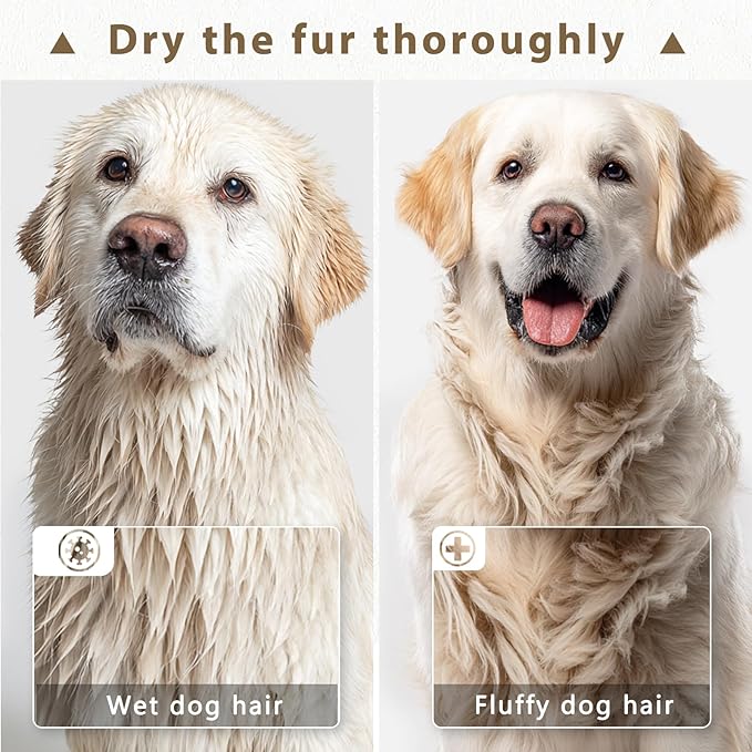 Dog Blower Grooming Dryer, Low Noise Pet Dryer Adjustable Speed and Temperature,5.2HP/ 3800W Dog Hair Dryer with Thickened Handle, High Velocity Blow Dryer for Dogs & 4 Nozzles 1 Massage Brush, Blue