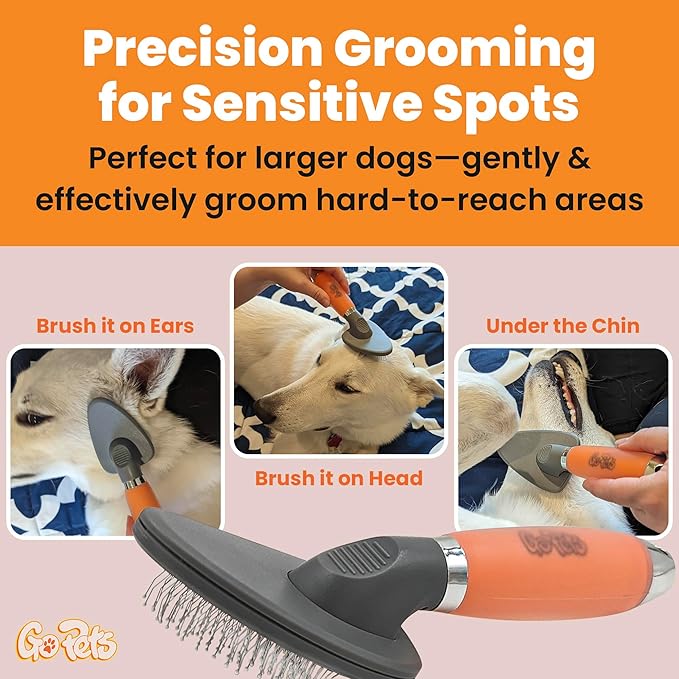 GoPets Dematting & Deshedding Brush Bundle, Double-Sided Grooming Tool, Small Pin Slicker Brush for Dogs & Cats, Undercoat Rake, Mat Remover, Hair Detangler, Tangle Control, Sensitive Pet Grooming