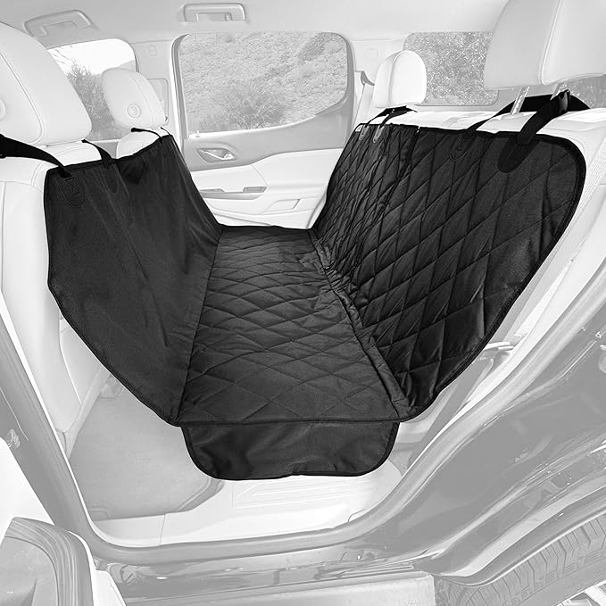 4Knines Dog Hammock for Cars, SUVs, and Small Trucks (Regular Size, Black) – Rear Seat Cover for 60/40 Split Bench w/Armrest & Seatbelt Access – Heavy Duty, Waterproof, Easy Install, Machine Washable