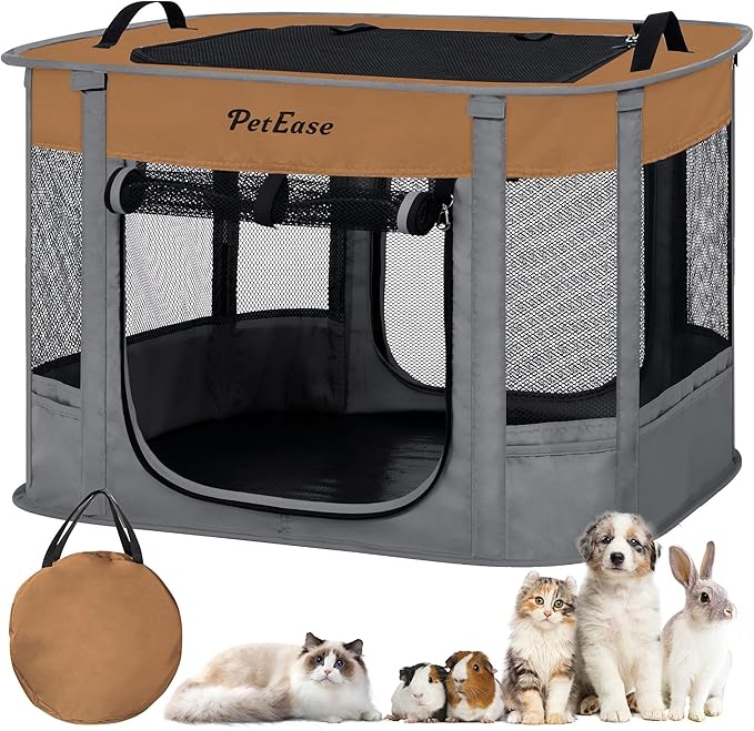 Portable Cat Playpen Dog Crate, Foldable Pet Cage for Rabbit Puppy Hamster, Indoor/Outdoor Cats Enclosure Cages Tent