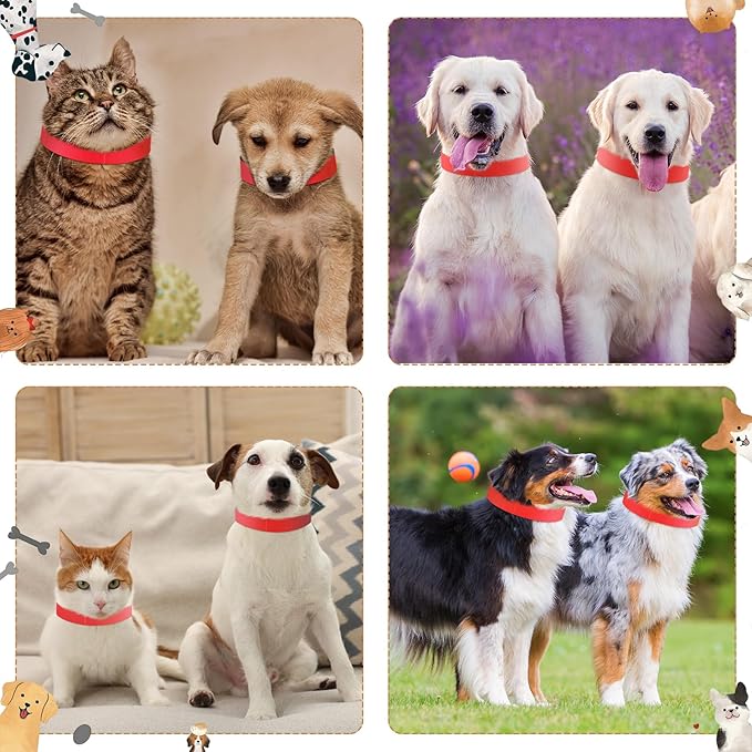 500 Count 20inch Adjustable Paper Dog Collars with Tear Resistant Waterproof Whelping Collars Paper Puppy ID Bands Adhesive Pet Identification Tags for Newborn Dog Cat Hospitals(Red)