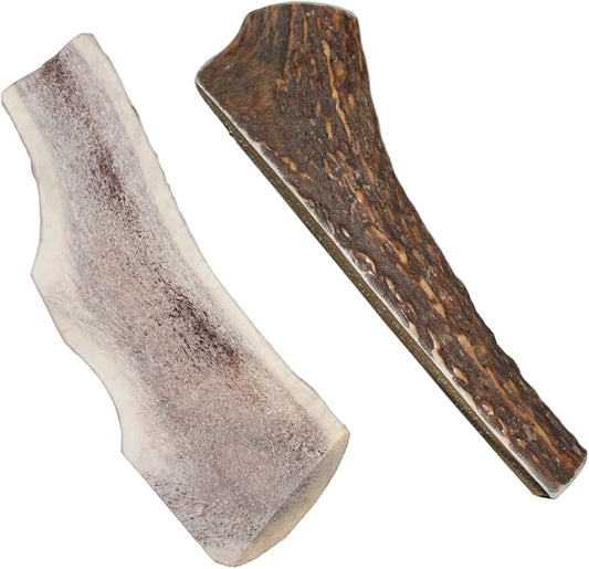 Large Split Twin Pack (for 30-50 lb Dogs) Premium Grade Elk Antlers for Dogs (2 Pieces) Sourced in The USA