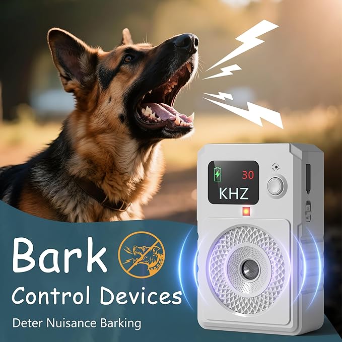 Anti Barking Devices for Dogs, Ultrasonic Dog Bark Deterrent Devices, Dog Barking Control Device, Rechargeable Dog Silencer, Bark Box, Dog Barking Stopper for Dogs Training Indoor & Outdoor (White)