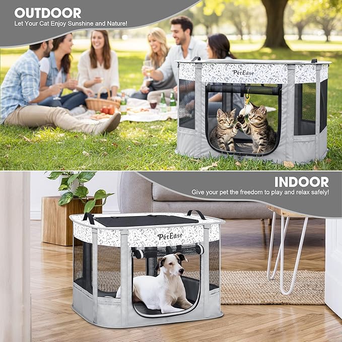 Portable Cat Playpen Dog Crate, Foldable Pet Cage for Rabbit Puppy Hamster, Indoor/Outdoor Cats Enclosure Cages Tent