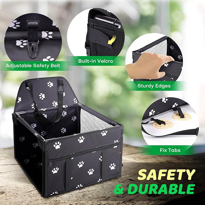 Small Dog Car Seats for Small Dogs,Portable Puppy/Pet Car Booster Seat with Clip-On Leash and Mesh Window for Pet Up to 11 lbs