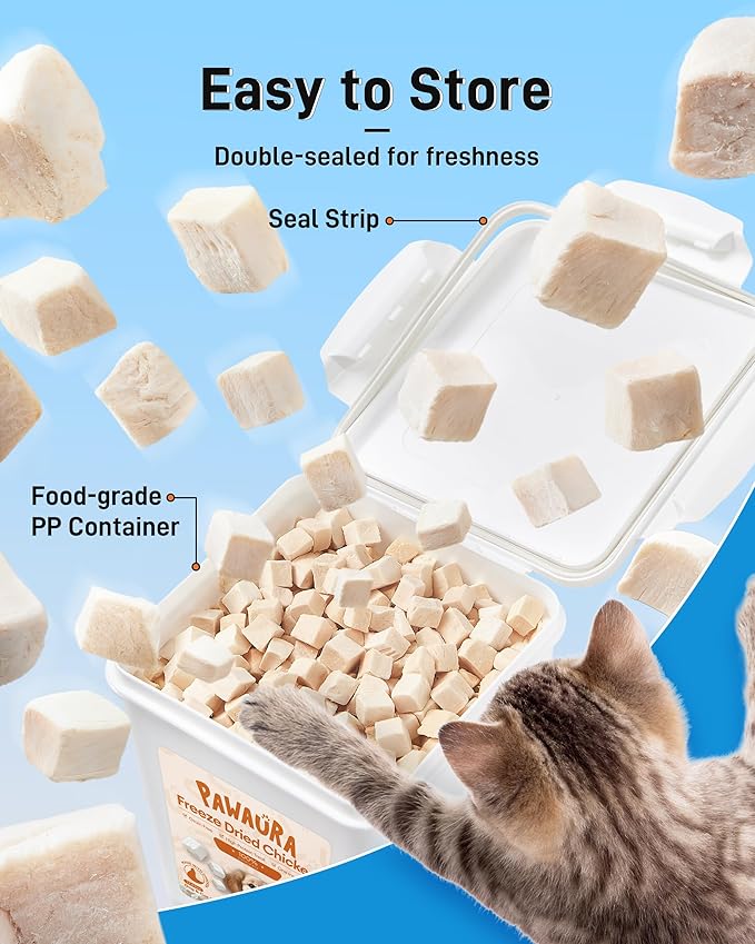 Freeze-Dried Chicken Treats for Cats & Dogs, 【2.2 lbs】 High-Protein Single Ingredient | Grain-Free, No Additives | Training Reward & Nutritional Supplement | Resealable Box