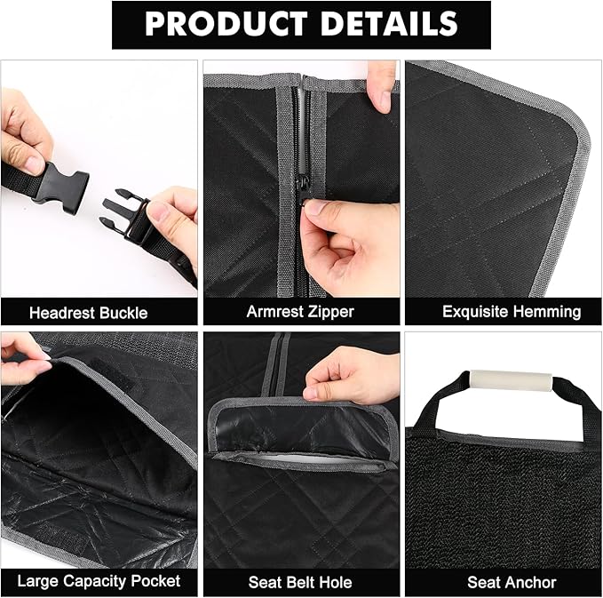 sportuli Dog Car Seat Cover Replce for Ford Maverick/Hyundai Santa Cruz, 600D Oxford Cloth Heavy Duty Waterproof Non Slip Pet Truck Back Bench Seat Cover