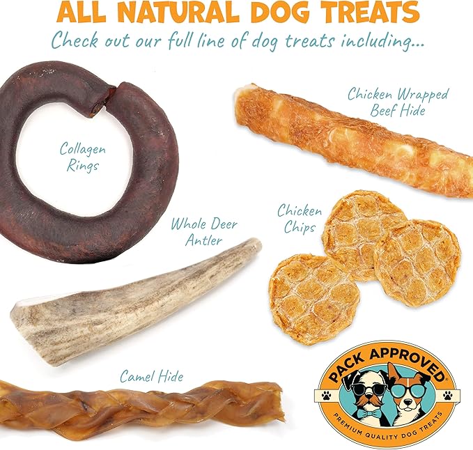 Beef Collagen Chews - Rawhide Free, Long Lasting - 100% Beef Corium, Single Ingredient Dog Treat - Puppy Teething Rings, Natural - 3.5" Rings, Pack of 8