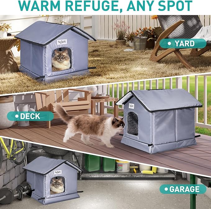 Weatherproof & Insulated Outdoor Cat House - Seamless Base Stays Dry,Easy Assembly, Warm Shelter for Community/Outdoor Cats(S-2PC)