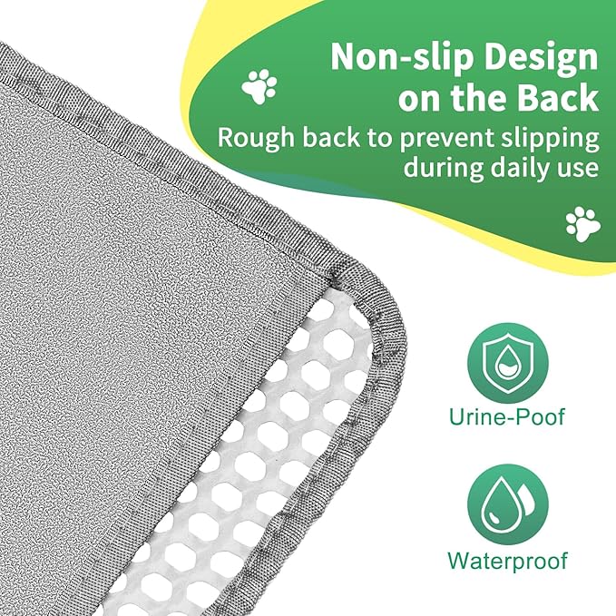 GRELY 35''X 25'' Large Litter Mat, 2 Layer Cat Litter Mat Litter Trapping Mat,Litter Box Mats for Floor, Cats Litterbox Catcher Rug for Kitty Pet, Waterproof Urine Proof,Non-Slip