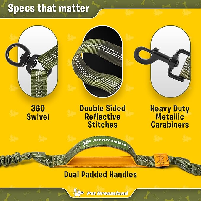 Pet Dreamland Exquisite Double Dog Leash Coupler with Tangle-Free Swivel. Premium & Versatile Attachment for Walking Two Dogs. You Will Absolutely Love This Amazing Dual Dog Coupler (Khaki & Orange)