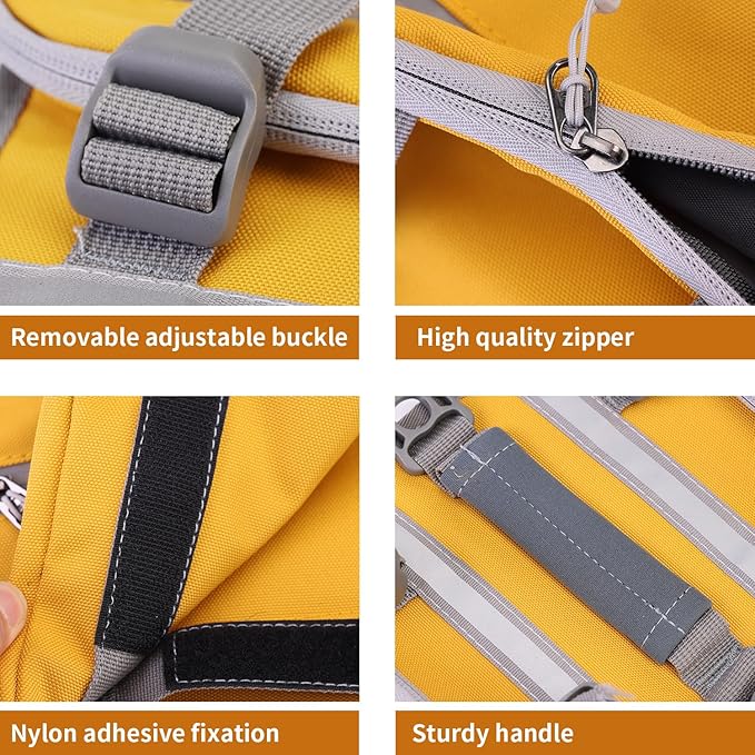 Dog Backpack - Large Dog Backpack Harness for Outdoor Adventures, Hiking Dog Backpacks with Adjustable Straps - Durable Dog Packs for Hiking, Comfortable Backpack for Dogs to Wear,Yellow