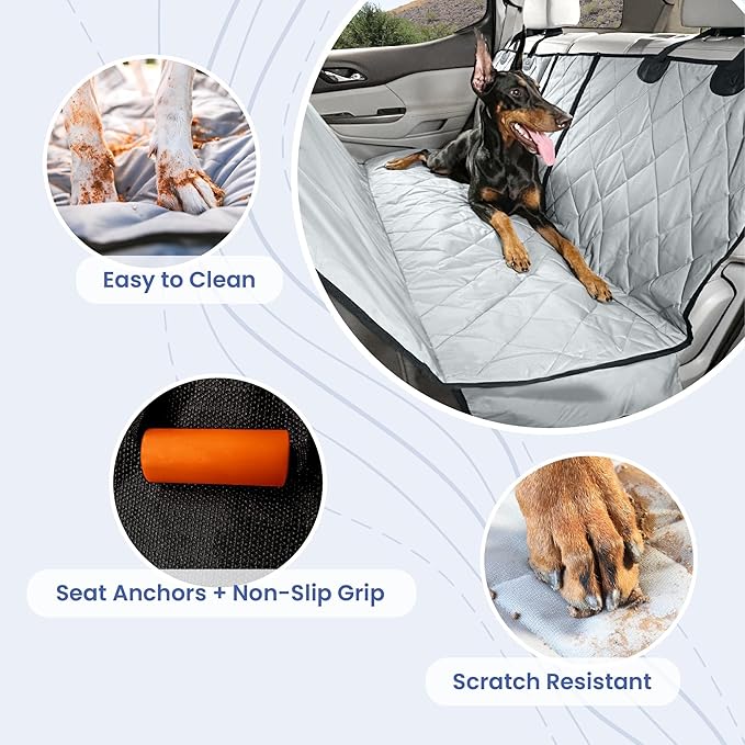 4Knines Dog Hammock for Full Size Trucks & Large SUVs (XL, Black) – Bench Seat Covers for Trucks with 60/40 Split Seats - Armrest & Seatbelt Access – Waterproof, Easy Install, Machine Washable