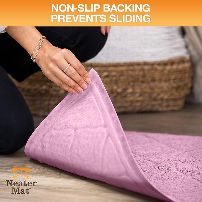 Neater Pets Neater Mat Cat Litter Rug, Thick & Durable Cat Mat for Litter Box, Trapper Pad Catches Mess to Protect Indoor Floors, Soft on Kitty Paws, Anti-Skid Grip Backing, Easy to Clean, Pink