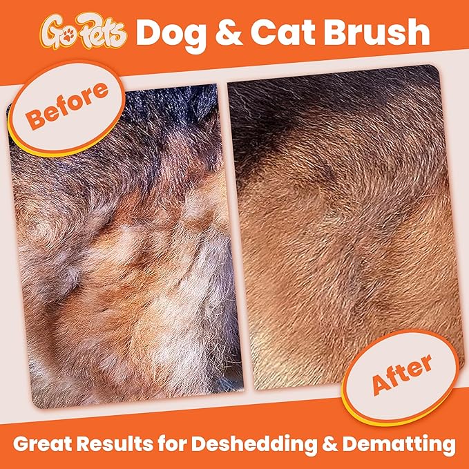 GoPets Dematting & Deshedding Brush Bundle, Double-Sided Grooming Tool, Small Pin Slicker Brush for Dogs & Cats, Undercoat Rake, Mat Remover, Hair Detangler, Tangle Control, Sensitive Pet Grooming