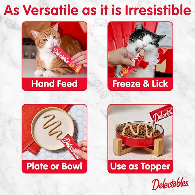 Hartz Delectables Squeeze Up Variety Pack, Creamy Squeezable Puree, Lickable Wet Cat Treats, Grain Free, No Added Fillers, No by-Products, No Added Preservatives, 0.5 Ounces Tube, 72 Tubes Total