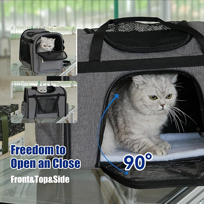 pet Bag Multi Purpose pet Bag Collapsible Portable for Dog cat go Out Traveling Carrier Backpack for Secret Adventures Cat and Dog (Grey, L:20.1"X12.6"X16.1")