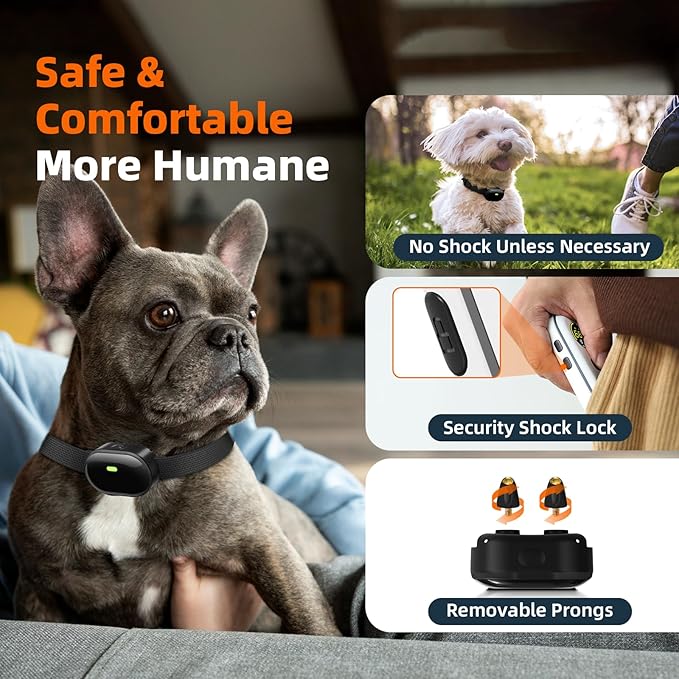 Ultra-Small Dog Shock Collar for 2 Dogs, Ultra-Light & Thin Dog Training Collar with 1300ft Remote, Tailored for Small Dogs 5-15lbs & Medium Dog, 198-Level Control,Waterproof, Rechargeable(WhiteBlack)