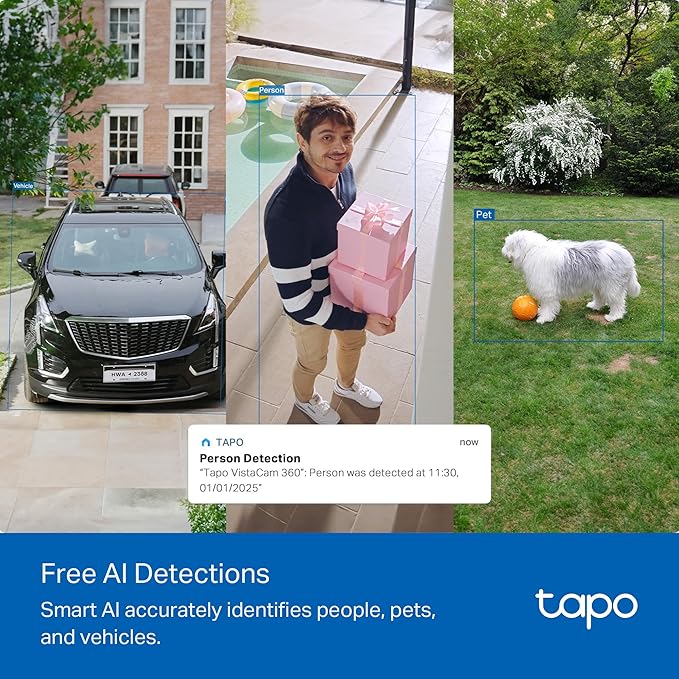 Tapo 4K Outdoor Pan/Tilt Wireless Security Camera - Battery with Solar Charging, 360° Motion Track, 24/7 Capture, Person/Vehicle Detection, Subscription-Free Local Storage or Optional Cloud, C660 KIT
