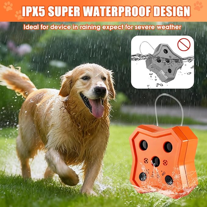 Anti Barking Device for Dogs: Ultrasonic Dog Bark Deterrent Devices with 3 Training Modes 50 FT | Dog Barking Silencer Bark Box for Indoor Outdoor | Stop Barking Control Device for Dogs (Orange)