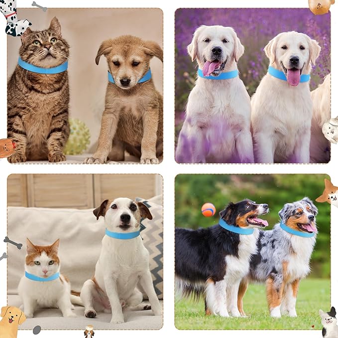 500 Count 20inch Adjustable Paper Dog Collars with Tear Resistant Waterproof Whelping Collars Paper Puppy ID Bands Adhesive Pet Identification Tags for Newborn Dog Cat Hospitals(Blue)