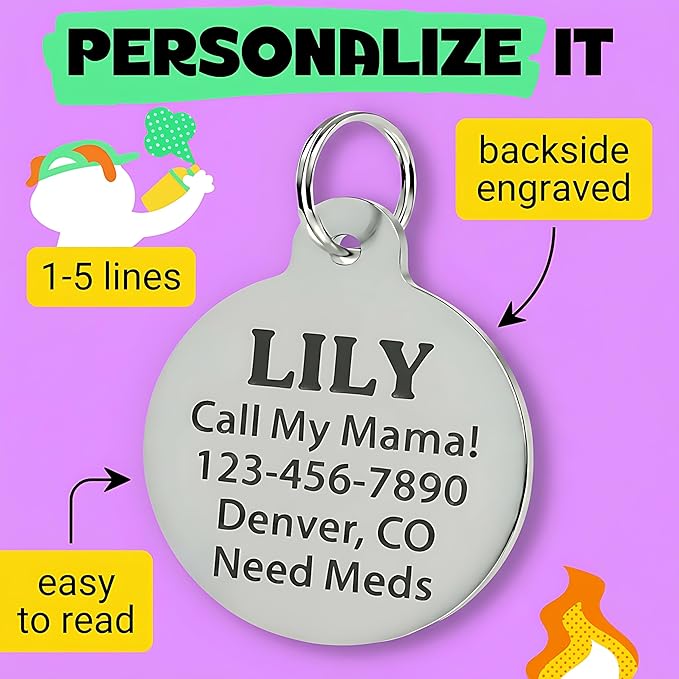 Bad Tags Personalized Dog & Cat ID Tags - Choose from 25+ Tag Designs - Free 5 Lines Custom Engraved - Unique, Cute, Funny, Sassy Pet Tag (Silently Judging - Purple, Large (1.25 inch))