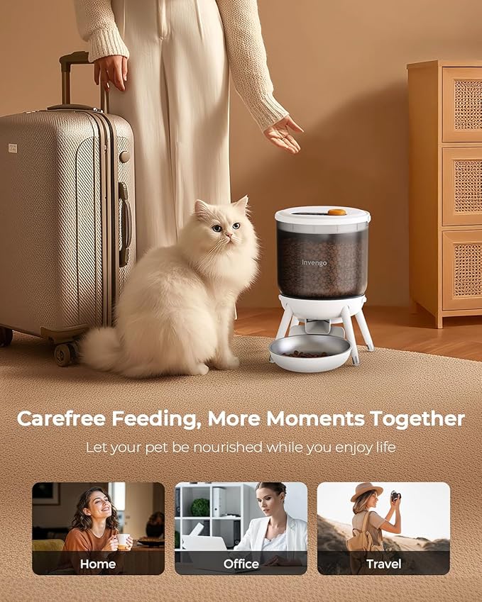 Automatic Cat Feeder, 3L Timed Pet Feeder for Cats & Small Dogs, Dual Power USB & Battery, Clear Hopper, Easy-Clean, Dry Food & Kibble, Up to 6 Meals Daily