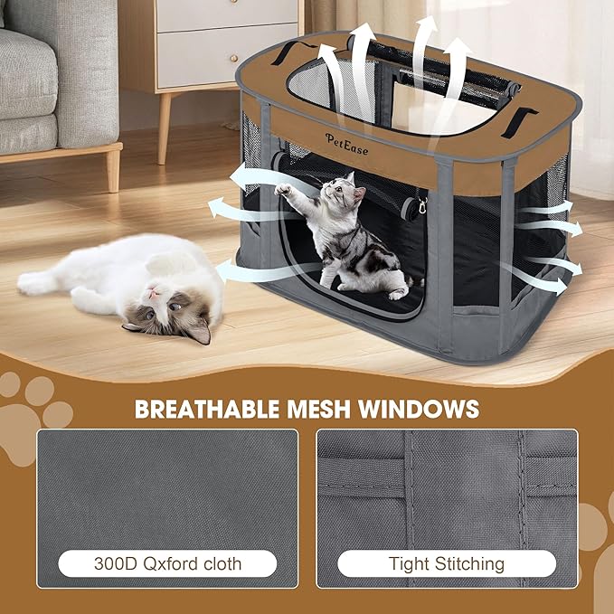 Portable Cat Playpen Dog Crate, Foldable Pet Cage for Rabbit Puppy Hamster, Indoor/Outdoor Cats Enclosure Cages Tent