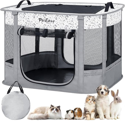 Portable Cat Playpen Dog Crate, Foldable Pet Cage for Rabbit Puppy Hamster, Indoor/Outdoor Cats Enclosure Cages Tent
