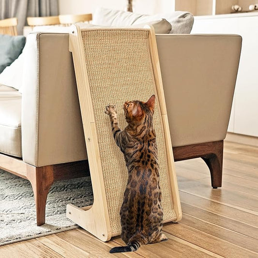 PETKARAY Cat Scratcher, Cat Sisal Scratching Ramp, L Shape Cat Scratch Pad for Indoor Cats, Wall Furniture Protector with Catnip Large