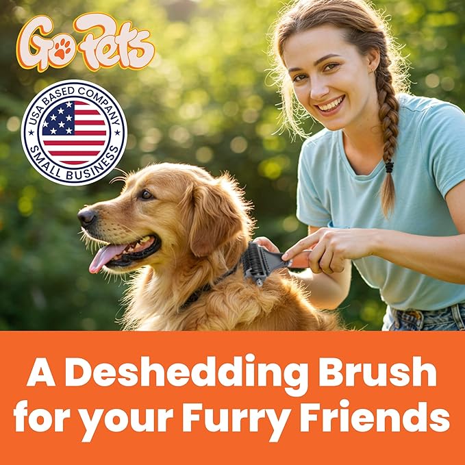 GoPets Pet Grooming Kit Bundle With 2 Sided Dematting Comb and Deshedding Rake + Double Sided Pin Brush and Bristle Brush for Dogs and Cats