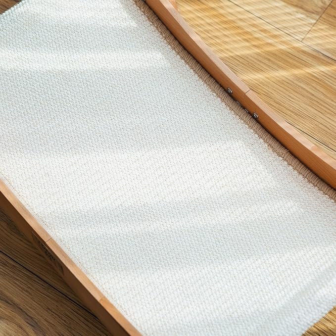 Sisal Cat Scratcher Bed with 3 Toy Balls for Indoor Cats, Durable Wooden 3-in-1 Hammock Lounge & Scratch Pad - Modern Furniture for Large Cats, Scratching Post Lounger