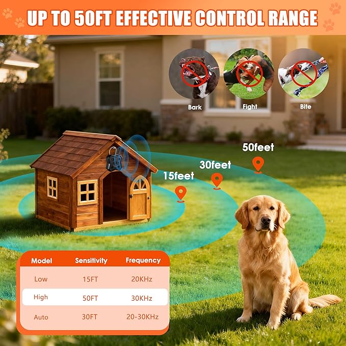 Anti Barking Device for Dogs: Ultrasonic Dog Bark Deterrent Devices with 3 Training Modes 50 FT | Dog Barking Silencer Bark Box for Indoor Outdoor | Stop Barking Control Device for Dogs (Black)