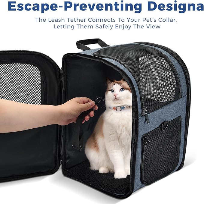 Apollo Walker Dog & Cat Carrier Backpack for 4-18lb Pets - Ventilated Safe Design with Padded Back Support, Breathable Mesh Pet Backpack for Hiking, Travel, Outdoor (Navy)