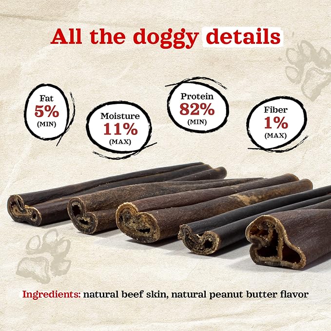 Natural Farm Peanut Butter Flavor Collagen Sticks for Dogs (12 Inch, 12 Count), Long-Lasting Beef Collagen Sticks, Rawhide Alternative Chews with Chondroitin & Glucosamine, Low-Fat Dental Treats