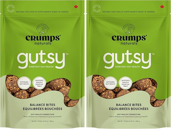 Crumps’ Naturals Gutsy-Balance Bites 10oz/284g, Dog Treats,Supplements (Pack of 2)