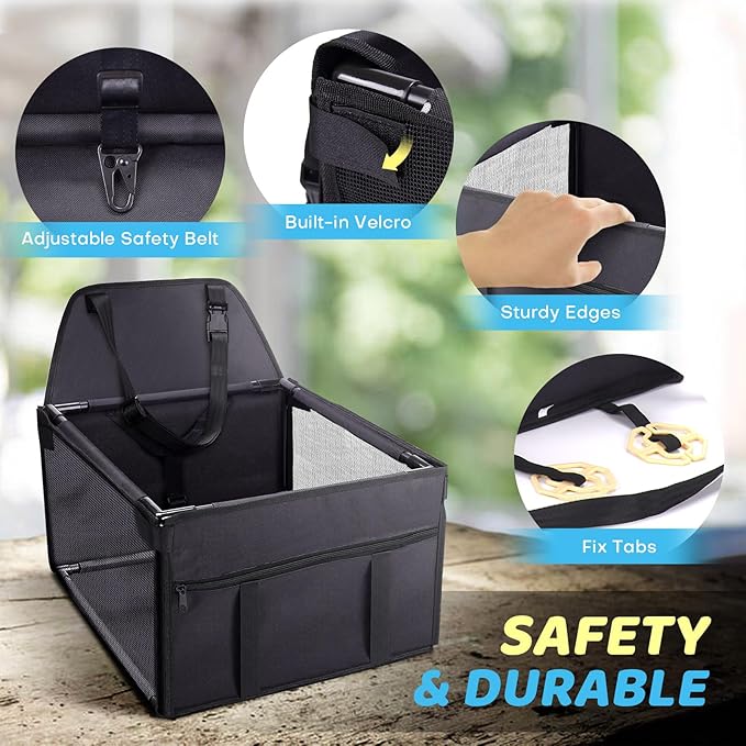 Dog Car Seats for Small and Medium Dogs,Portable Puppy/Pet Car Booster Seat with Clip-On Leash and Mesh Window for Pet Up to 20 lbs